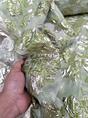LIME GREEN GOLD Floral Metallic Brocade Fabric Sold By The Yard FOR DRESS