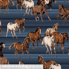 Stallion Horses Fleece Fabric – 60″ Wide – Sold by The Yard & Bolt