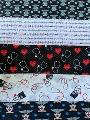FAT QUARTER EKG MEDICAL, NURSE, DOCTOR, & STETHOSCOPES (18″ x 21″) QUILT FABRIC