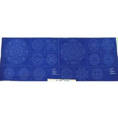 Patchwork Quilting Sewing Fabric Sashiko Mandala Navy Panel 50x110cm