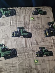 Lot of 8+ Yards John Deere Fabric, Mix Styles. Plaid, Stripe. Tractor Green