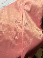 NEW! Designer Fabric Peach Embroidered Taffeta – 5 yds + 3”