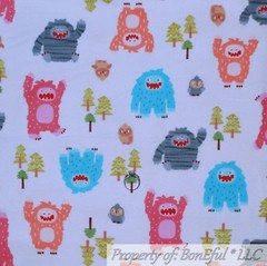 BonEful FABRIC FQ Cotton Flannel White Boy Snowman Xmas Tree Monster Owl Bird US