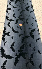 Black Bats* Yellow Eyes* Flying on Grey/Black * Northcott *100% Cotton* 8″x22″