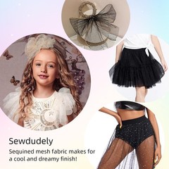 Sewdudely 60″ Light Blue Tulle Glitter Shiny Silver 1 Yard,