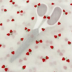 Vintage Cranston Flocked Strawberries White Cotton Blend Fabric by the HALF YARD