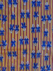 2.4 yds Vintage Sailors Boys Red Orange Stripe Cotton Novelty Juvenile Fabric