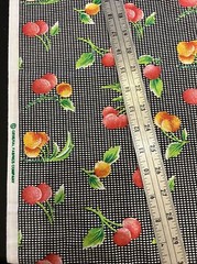 Vintage General Fabrics Cotton Fruit On Black & White 1/2 Yard (18 By 44”)
