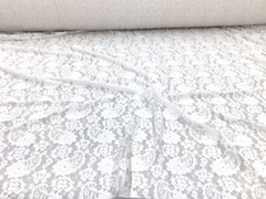 Embroidered Stretch Lace Apparel Fabric Sheer Eggshell White Paisley Floral OO51
