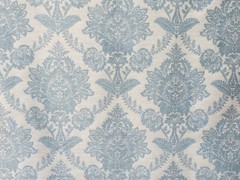 Ivory & Teal Blue Damask Curtain Fabric By The Yard Upholstery Fabric Drapery