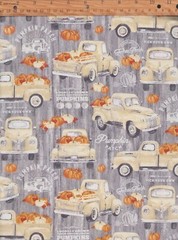 LOT of 3 FQ 100% Cotton Fall Autumn Fabrics Candy Pumpkins Trucks Sewing Quilts