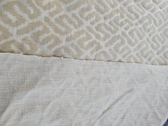Beige Velveteen Burn-out Upholstery Fabric Geometric 1-pc 58″ Wide x 32″ Long
