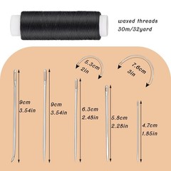 Ftyiwu Waxed Thread, Upholstery Needle and Thread 32 32Yard, Original Black