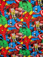 2 Pieces Marvel Comic Iron Man Hulk Captain America Cotton Fabric Excellent