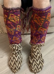 Vintage Hand Loomed Colorful Wool Sox from Nepal. Adult Size Never Used Unisex