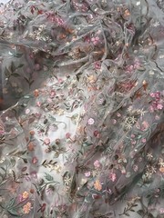 Multicolor Embroidered Floral Lace Fabric Bridal Prom Formal Cottage Granny Core