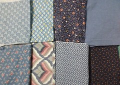 5 lb 4 oz Box of Assorted Fabric Scraps – Shades of Blue, Some Purple FSBTB98