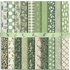 40 Pcs 10 x 10 Inches Sage Green Floral Fabric Squares Vintage Greenery Precu…