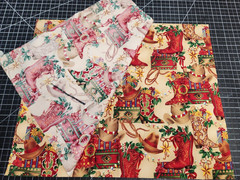 Timeless Treasures Cowboys Christmas Fabirc Boots Hats Gifts Red Rope 2@ 16×19