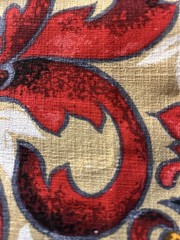Floral Flourish Bright Red Pink Gray Tan Upholstery Fabric 56×44″ 1.5yd