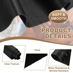 Leather 30x30cm, aged natural pieces for crafts, black