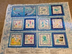 Clothworks Swim With Me Sea Animal Cotton Fabric Book Panel