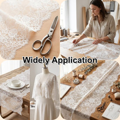 15.75″ Wide 3 Yard White Eyelash Lace Fabric, High Density Weaving Lace Ribbon w