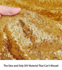 Gold Sequin Fabric By The Yard 3 Feet 1 Yards Tablecloth Linen Xmas Decor