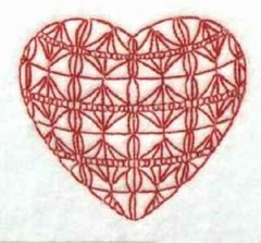 VALENTINE HEARTS, QUILTING SQUARES, Machine Embroidered. 10 Designs, 12 squares