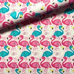 Pink, Green and White Flamingo’s on Pink Faux Leather Sheets 20 X 30cm