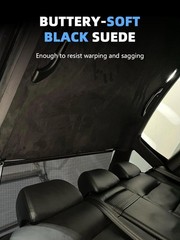 Black Suede Auto Head Liners 96″ L × 60″ W Foam Backing for Cars Trucks
