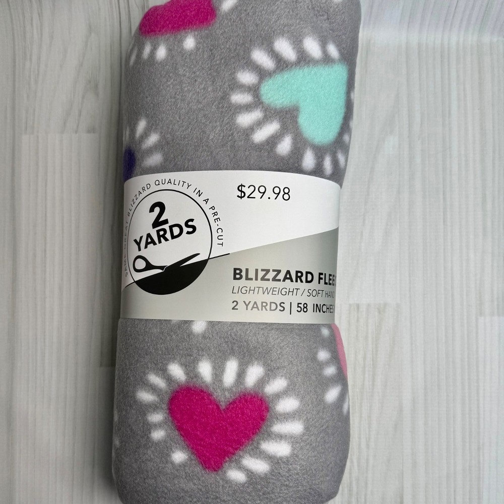 Joann Fabrics Lightweight Blizzard Fleece Gray with Multi Colors 2 Yards