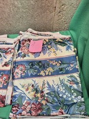 19+ Yards VTG Waverly Carolina Rose Fabric Blue Pink Floral Home Decor Chintz