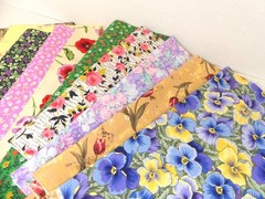 Floral Squares, Remnants & Strips, 100% Cotton Fabric – 2 lbs 11 oz Bundle
