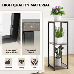2 Pieces 36 In. X 12 In. X 12 In. Grey & Black Metal Outdoor Plant Stand Corner