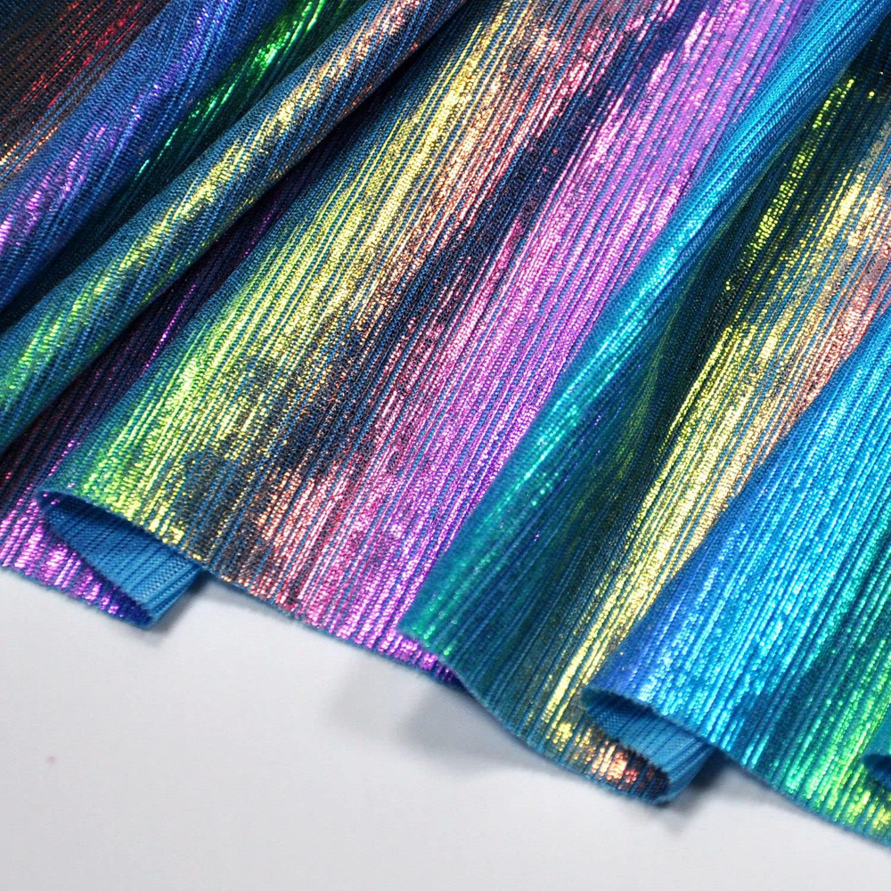 Shining Iridescent Hologram Laser Fabric Knit Crepe 58Inch Wide for Cloth Craft