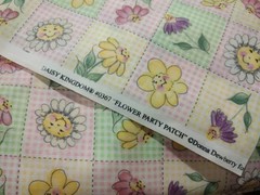 Daisy Kingdom Fabric Flower Party Patch 44″ BTY Cotton Pastel Pink Checkered Vtg