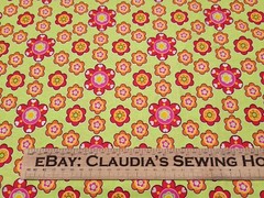Floral Fabrics BTY General Fabrics Mod Flowers Orange Lime Green Red Silver
