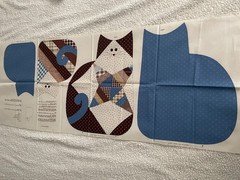 Cut ‘n Sew Cat Fabric Panel Vintage Patchwork Embroidery Folk Art Makes 2 Pillow