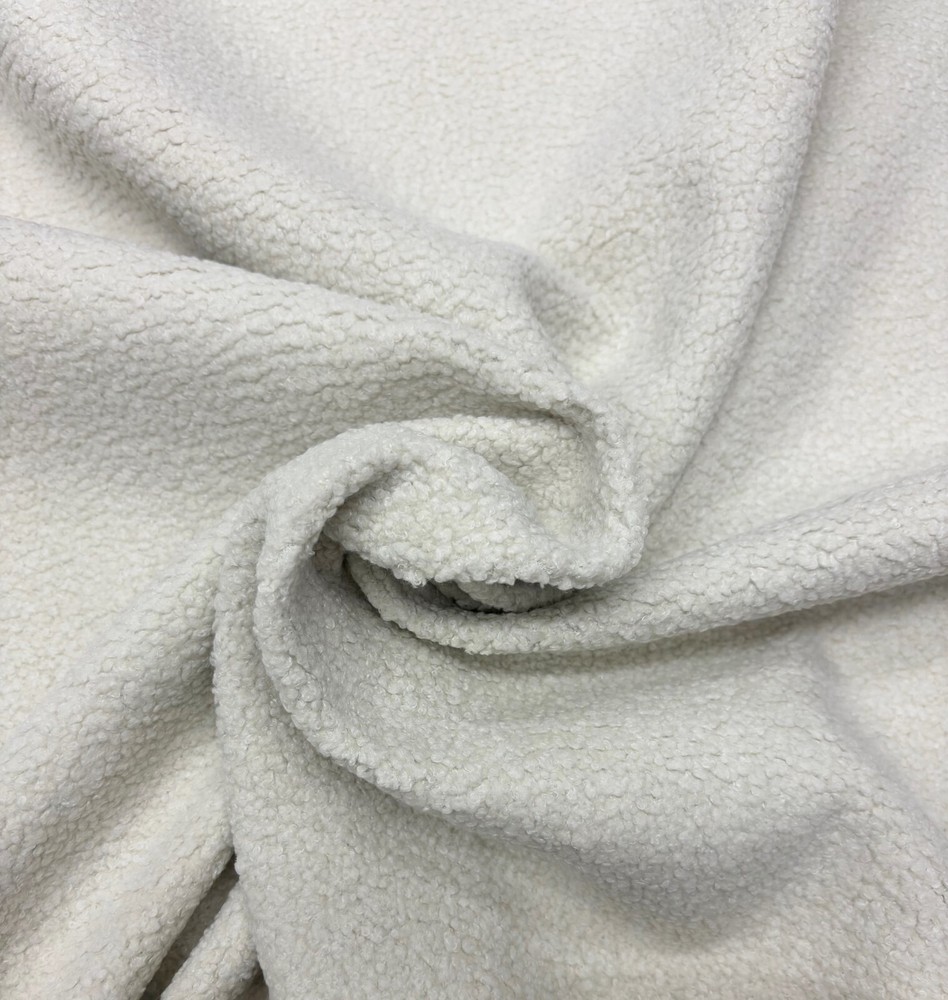 SHERPA IVORY WHITE FAUX LAMB SHEEP WOOL FUR FABRIC BY 1/2(0.5) YARD 55″W