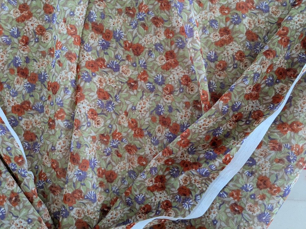 BTY x 43″ SEMI-SHEER COTTON FABRIC Floral Print -Soft Autumn Colors