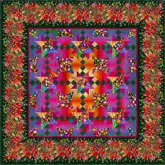 Hoffman – Yuletide Blooms – Poinsettia Repeating Border Stripe – Cream, Fabric B