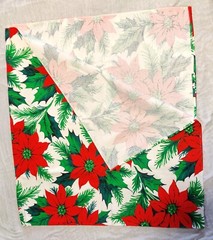 Vintage Fabric – Christmas Holiday Poinsettia Table Cloth / Festive DIY Projects
