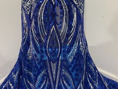 Royal Silver Embroidered SEQUINS Lace fabric 50” Width Sold By The Yard