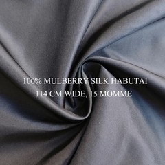 114cm Wide 15 Momme Black 100% Natural Silk Habotai Material Silk Habutai Fabric