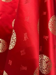 Charley RED GOLD Chinese Luck Brocade Chinese Satin Fabric by the Yard – 10152