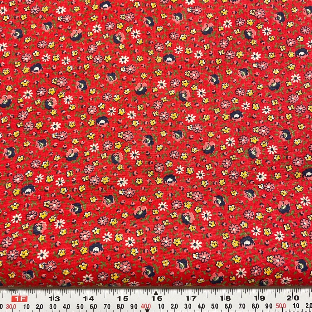 Vintage Florals on Red Unbranded Cotton Fabric by the HALF YARD 18″ x 44″