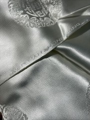 MEI WAH HONG KONG SHOU Medallion Dragon silk brocade damask White fabric 4.1 YDS