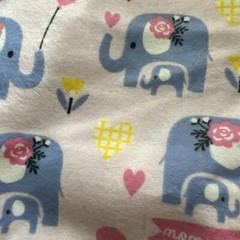 1 3/8 Yards Pink Elephants Flannel Fabric Mommy And Me Pink Lavender Hearts