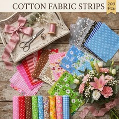 200 Pcs 4″ x 4″ (10cm x 10cm) Cotton Craft Fabric Bundle Squares, Pre-Cut Flo…